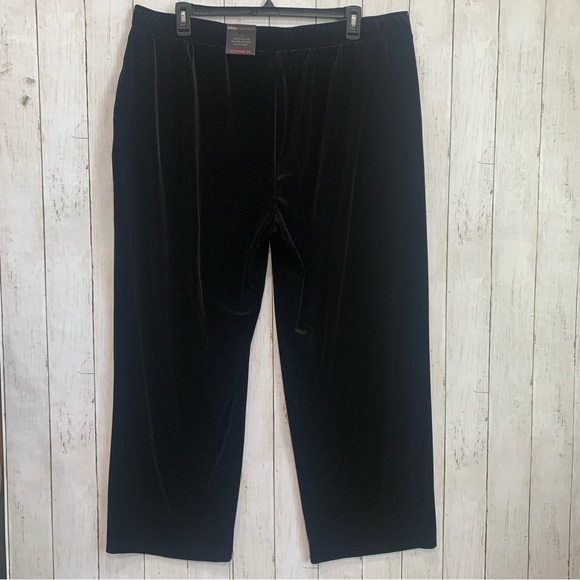 NWT Intro Love the Fit Black Velvet Pull-on Relaxed Wide Leg Elastic Waist Sz 3X - Picture 13 of 15
